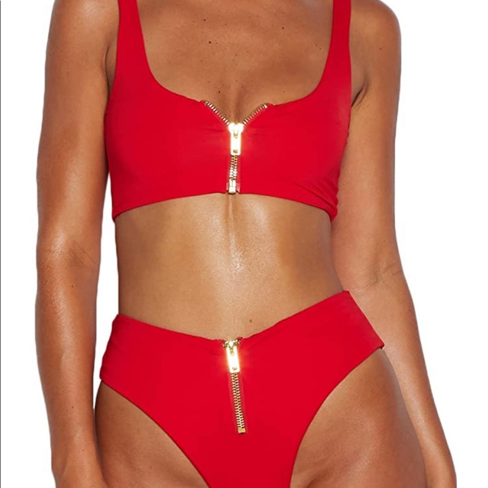 High Waisted Zipper Bikini